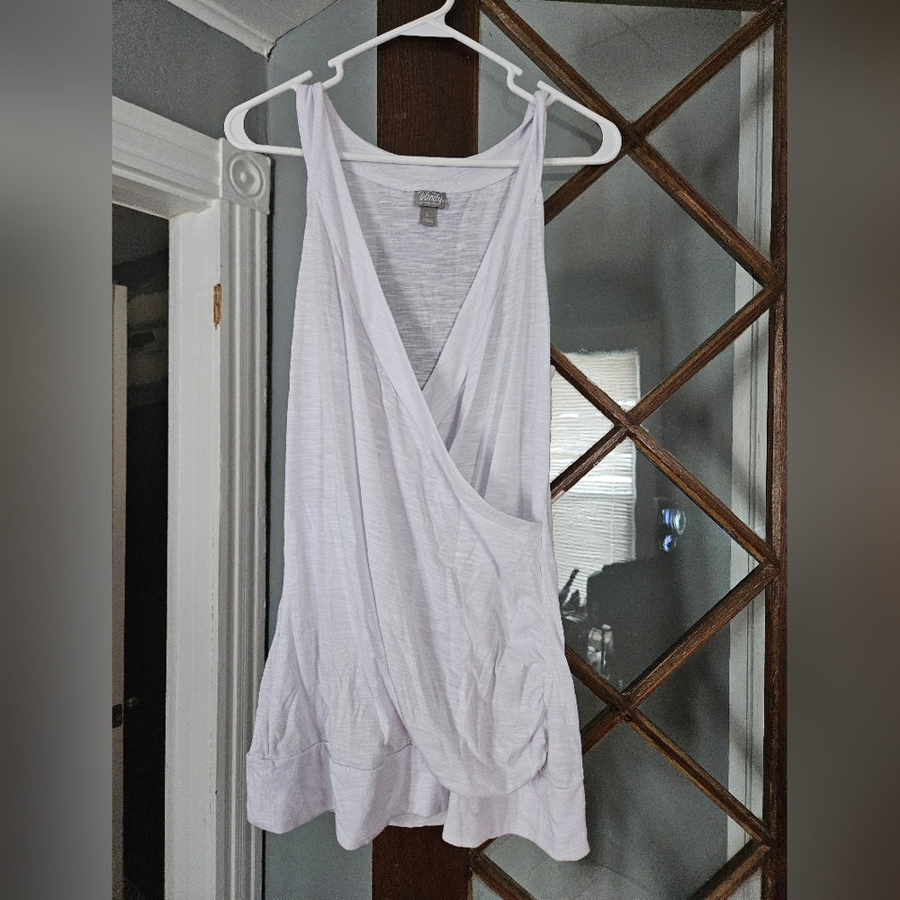Vanity White Draped Sleeveless Wrap Tank Top